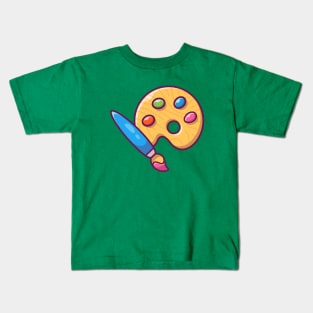 Paint pallet And Paint Brush Cartoon Kids T-Shirt